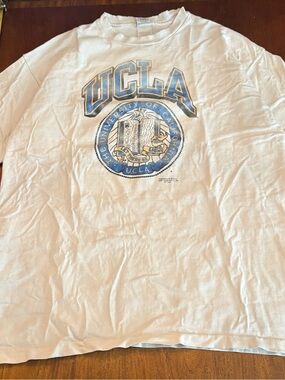 UCLA White Short Sleeve Graphic Tee with Blue Crest